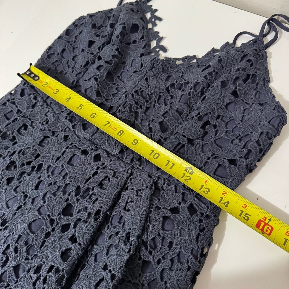 Astr Blue Midi Dress Halter Neckline Fit and Flare - Picture 6 of 8